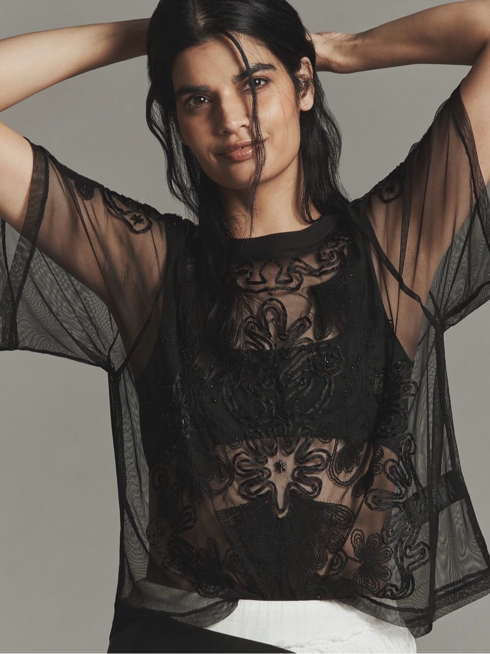 NWT Anthropologie Sheer Mesh Top